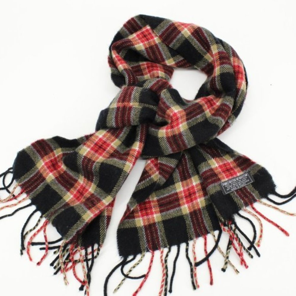 Red, Black & Tan Plaid Winter Scarf